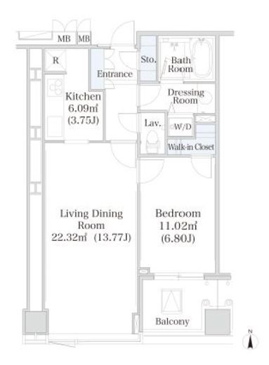 大井町ハイツ　1205号室　間取り