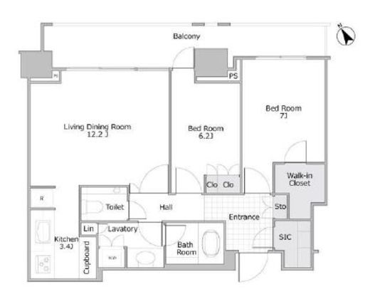 パークコート六本木ヒルトップ　18F2号室　間取り