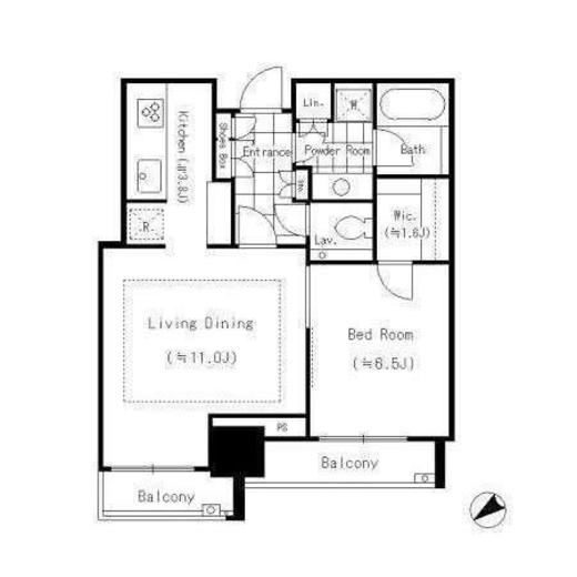 パークコート六本木ヒルトップ　6F2号室　間取り