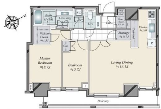 パークコート六本木ヒルトップ　2404号室　間取り