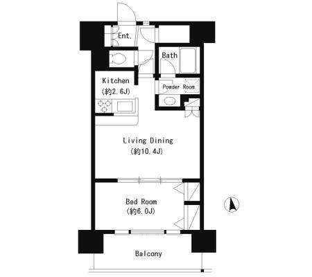 パークキューブ東品川　813号室　間取り