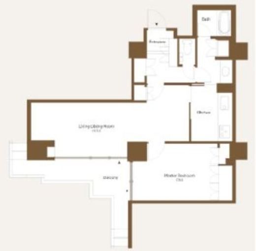 六本木ファーストプラザ　724号室　間取り