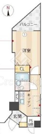 メインステージ東神田　1201号室　間取り
