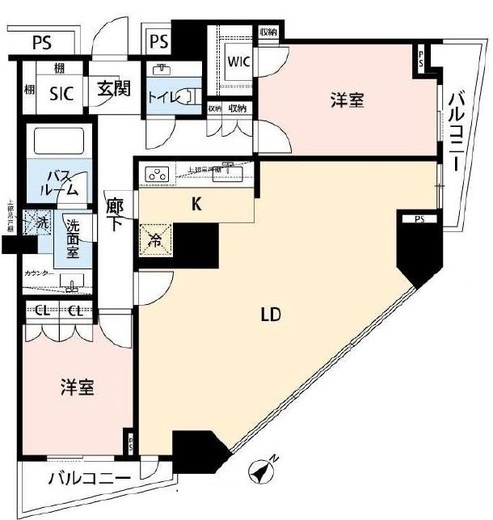 アトラスタワー六本木　25F1号室　間取り