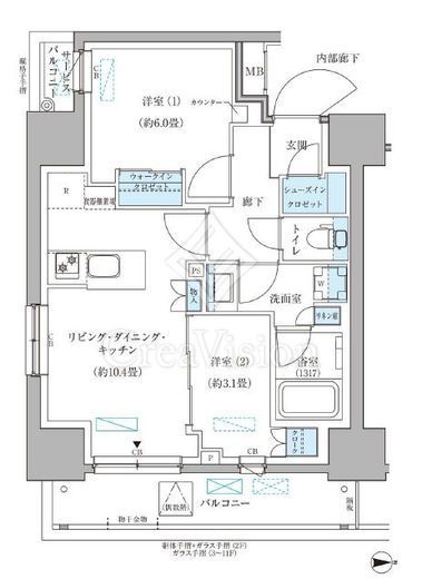 パークアクシス住吉ガーデンスクエア　1001号室　間取り