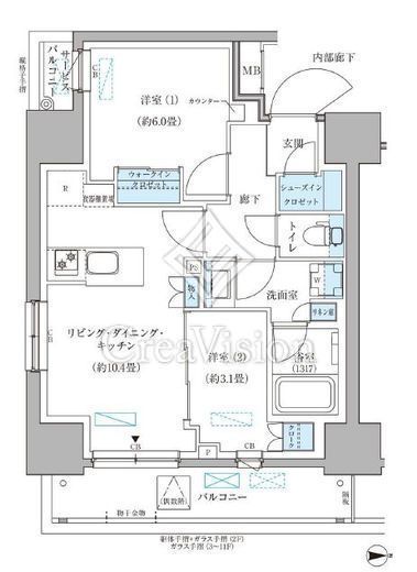 パークアクシス住吉ガーデンスクエア　601号室　間取り