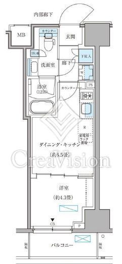 パークアクシス住吉ガーデンスクエア　805号室　間取り