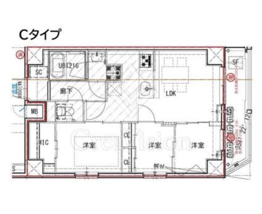 ES-Grande大島ガーデンテラス　401号室　間取り