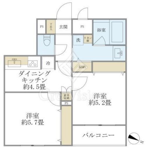 Ｔｈｅ　Ｓｈｉｎａｇａｗａ　Ｅａｓｔ　Ｒｅｓｉｄｅｎｃｅ　202号室　間取り