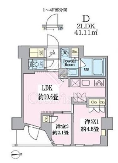 クレストコート東池袋　104号室　間取り