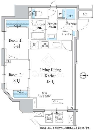 デュオフラッツ浅草田原町ネスト　901号室　間取り