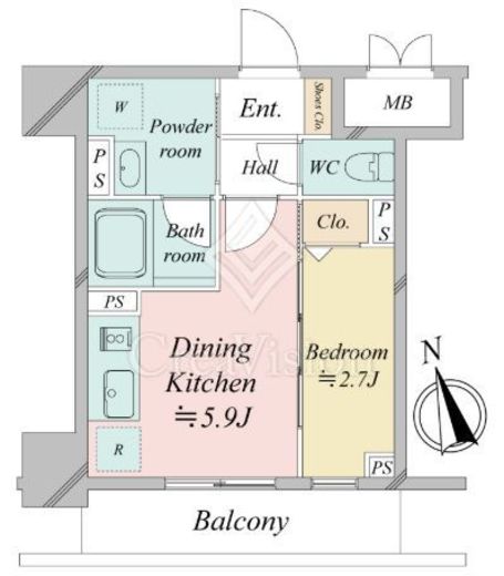ドゥーエ銀座イーストⅢ　907号室　間取り