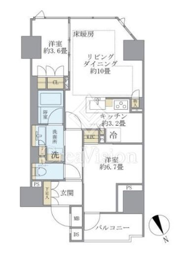 Ｂｒｉｌｌｉａ　上野松が谷　Ｔｈｅ　Ｒｅｓｉｄｅｎｃｅ　701号室　間取り