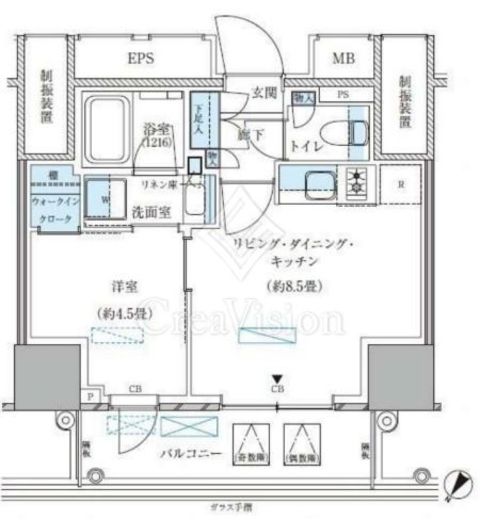 パークアクシス五反田スカイタワー　1102号室　間取り