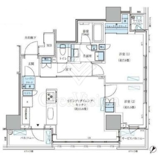 パークアクシス五反田スカイタワー　1501号室　間取り