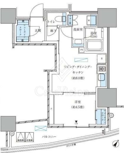 パークアクシス五反田スカイタワー　1505号室　間取り