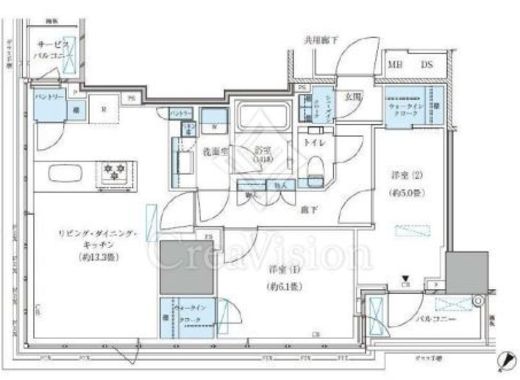 パークアクシス五反田スカイタワー　2103号室　間取り