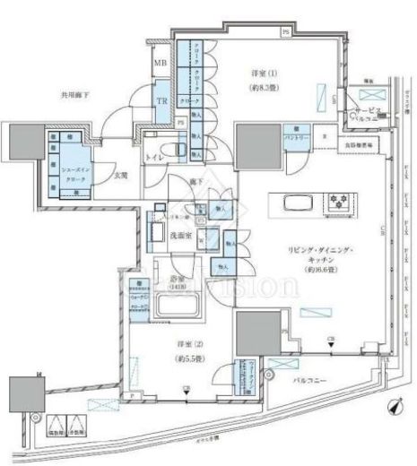 パークアクシス五反田スカイタワー　2104号室　間取り