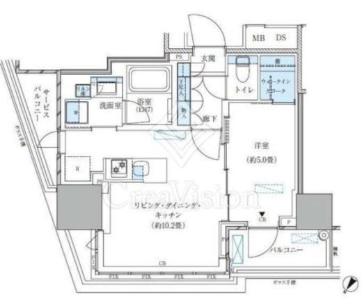 パークアクシス五反田スカイタワー　303号室　間取り