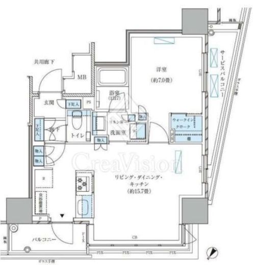 パークアクシス五反田スカイタワー　701号室　間取り