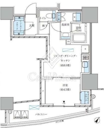 パークアクシス五反田スカイタワー　1405号室　間取り