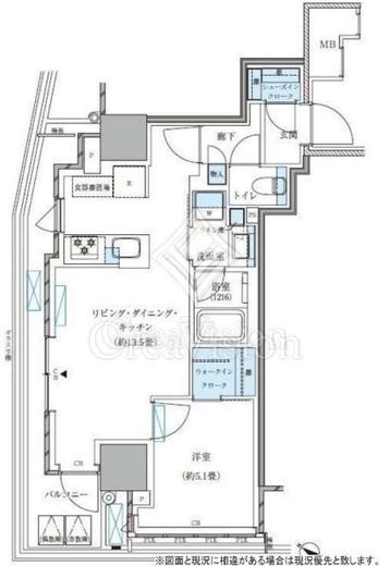 パークアクシス五反田スカイタワー　407号室　間取り
