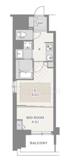 スプランディッド門前仲町　304号室　間取り