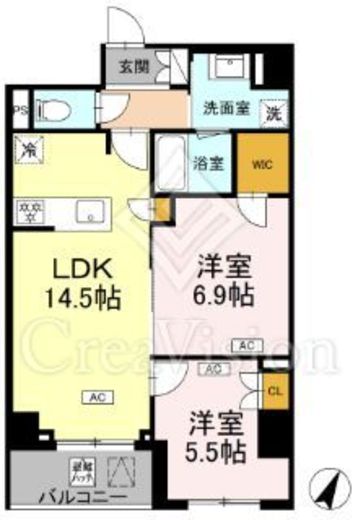 ロイジェント戸越銀座　608号室　間取り