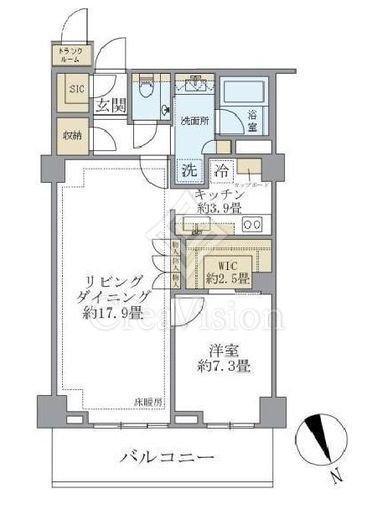 ＴＯＦＲＯＭ　ＹＡＥＳＵ　Ｒｅｓｉｄｅｎｃｅ　505号室　間取り