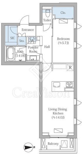 ＭＯＣＸＩＯＮ　ＰＲＥＭＩＵＭ四谷大京町　308号室　間取り