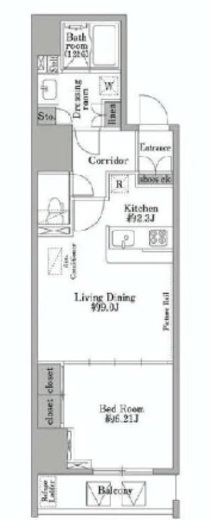 パークウッドレジデンス日本橋　803号室　間取り