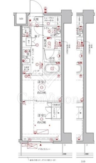 クレイシアIDZ幡ヶ谷　107号室　間取り