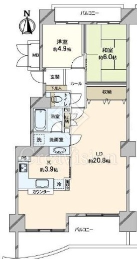 アルカハビタ　1003号室　間取り
