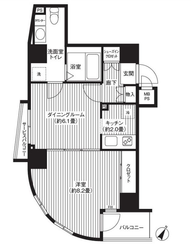 カスタリア初台　301号室　間取り