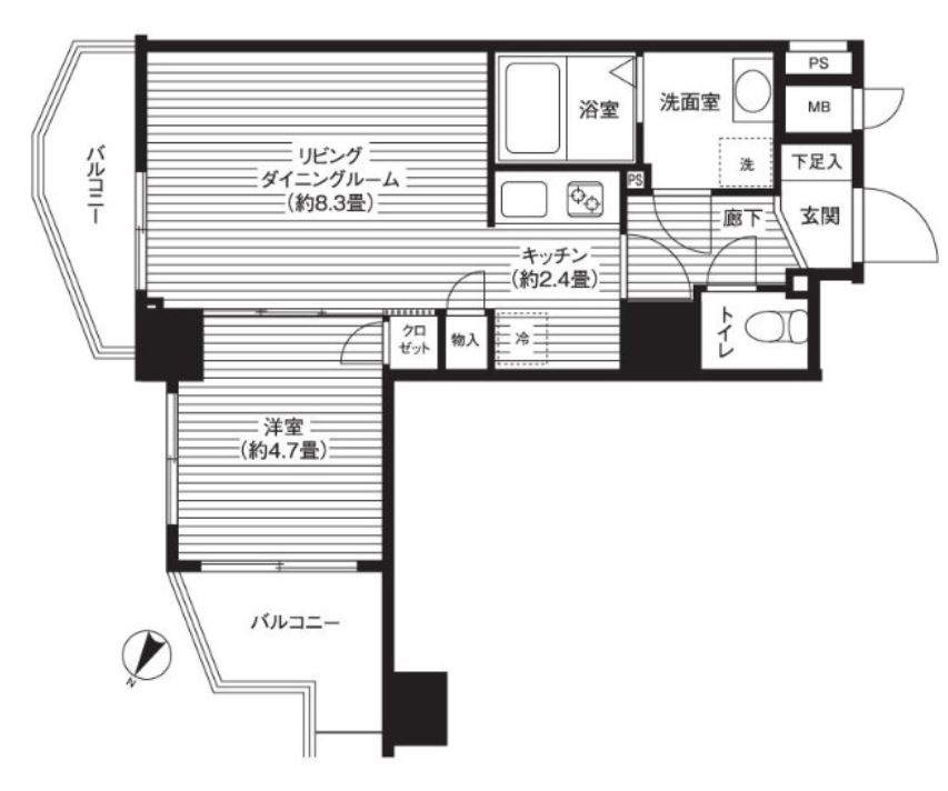 カスタリア初台　804号室　間取り