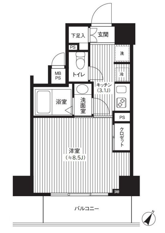 カスタリア初台　1202号室　間取り