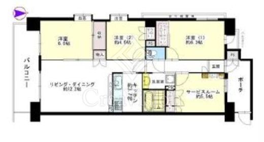 コスモ住吉扇橋　1304号室　間取り