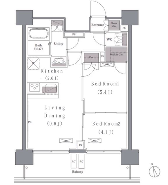 プレジリア新富町　908号室　間取り
