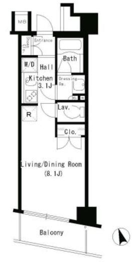 パークアクシス銀座イースト　703号室　間取り