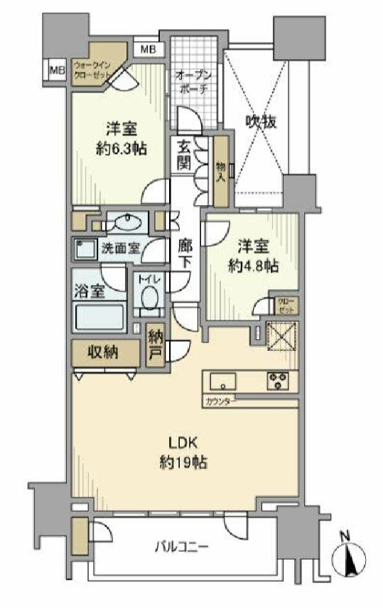 プラウド神楽坂　1002号室　間取り