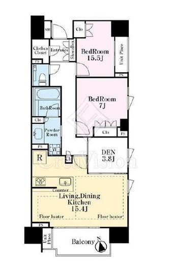 プラウド神楽坂　604号室　間取り
