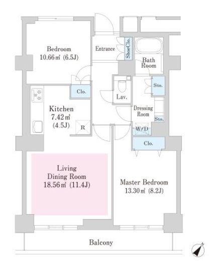 プラティーヌ田町　185号室　間取り