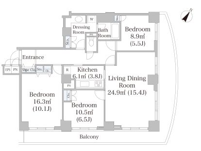 プラティーヌ田町　57号室　間取り
