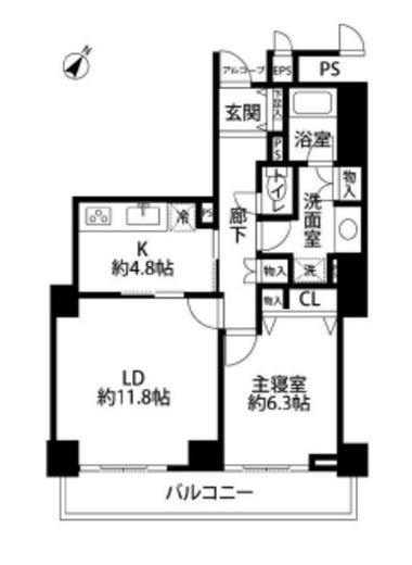 プラティーヌ田町　83号室　間取り