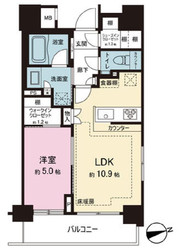 パークリュクス市谷薬王寺　903号室　間取り