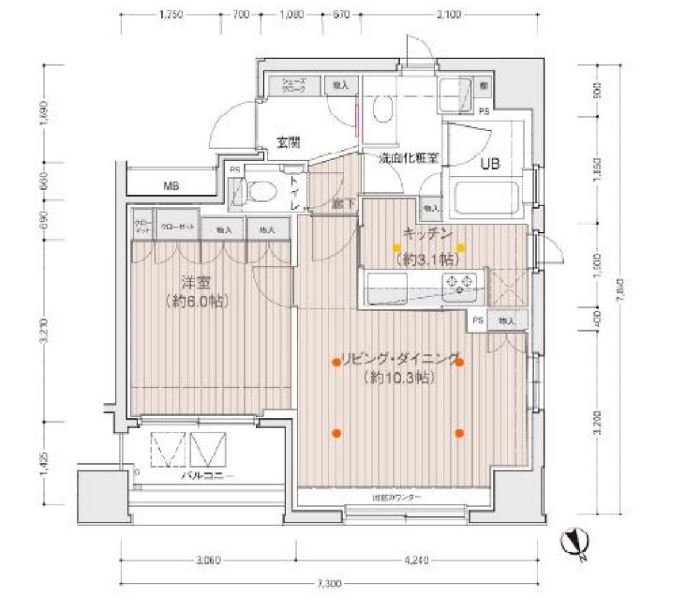 ドゥーエ銀座イースト2　703号室　間取り