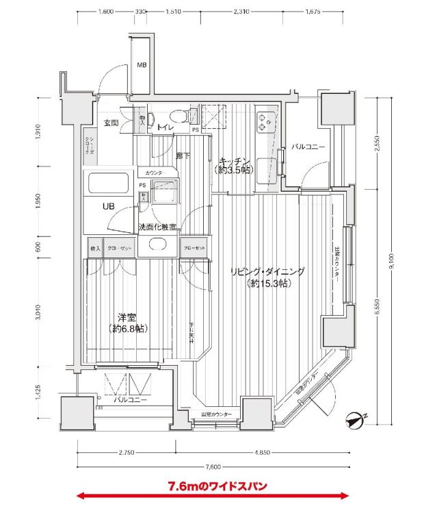 ドゥーエ銀座イースト2　602号室　間取り