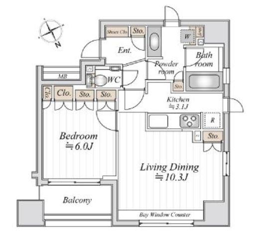 ドゥーエ銀座イースト2　1103号室　間取り