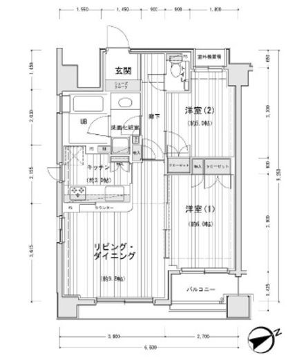 ドゥーエ銀座イースト2　1201号室　間取り