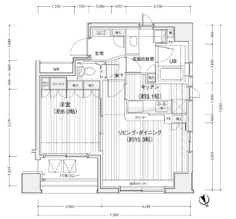 ドゥーエ銀座イースト2　503号室　間取り